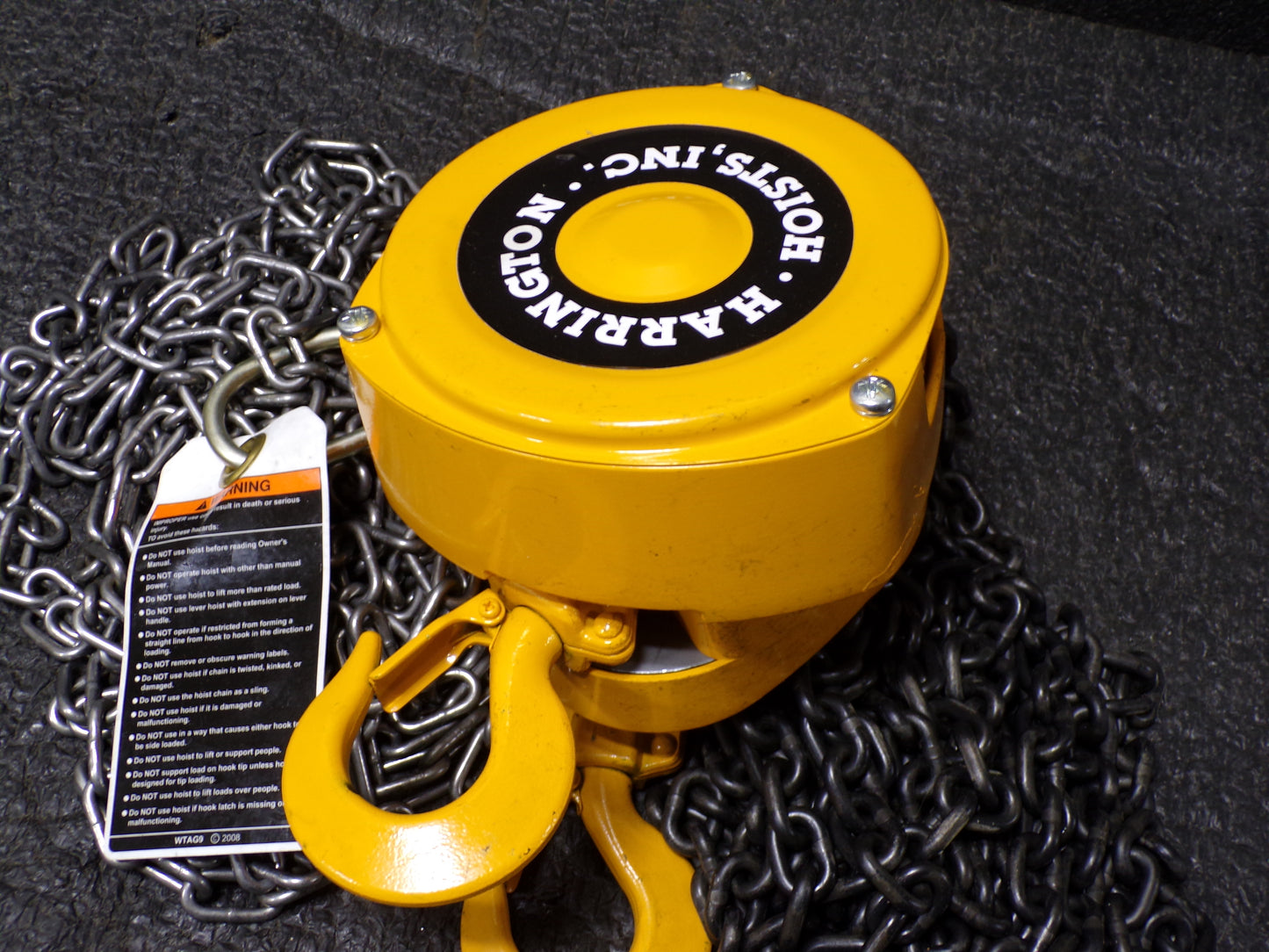 HARRINGTON Manual Chain Hoist, 2,000 lb Load Capacity, 20 ft Hoist Lift, 1 1/4 in Hook Opening (CR00664-WTA17)