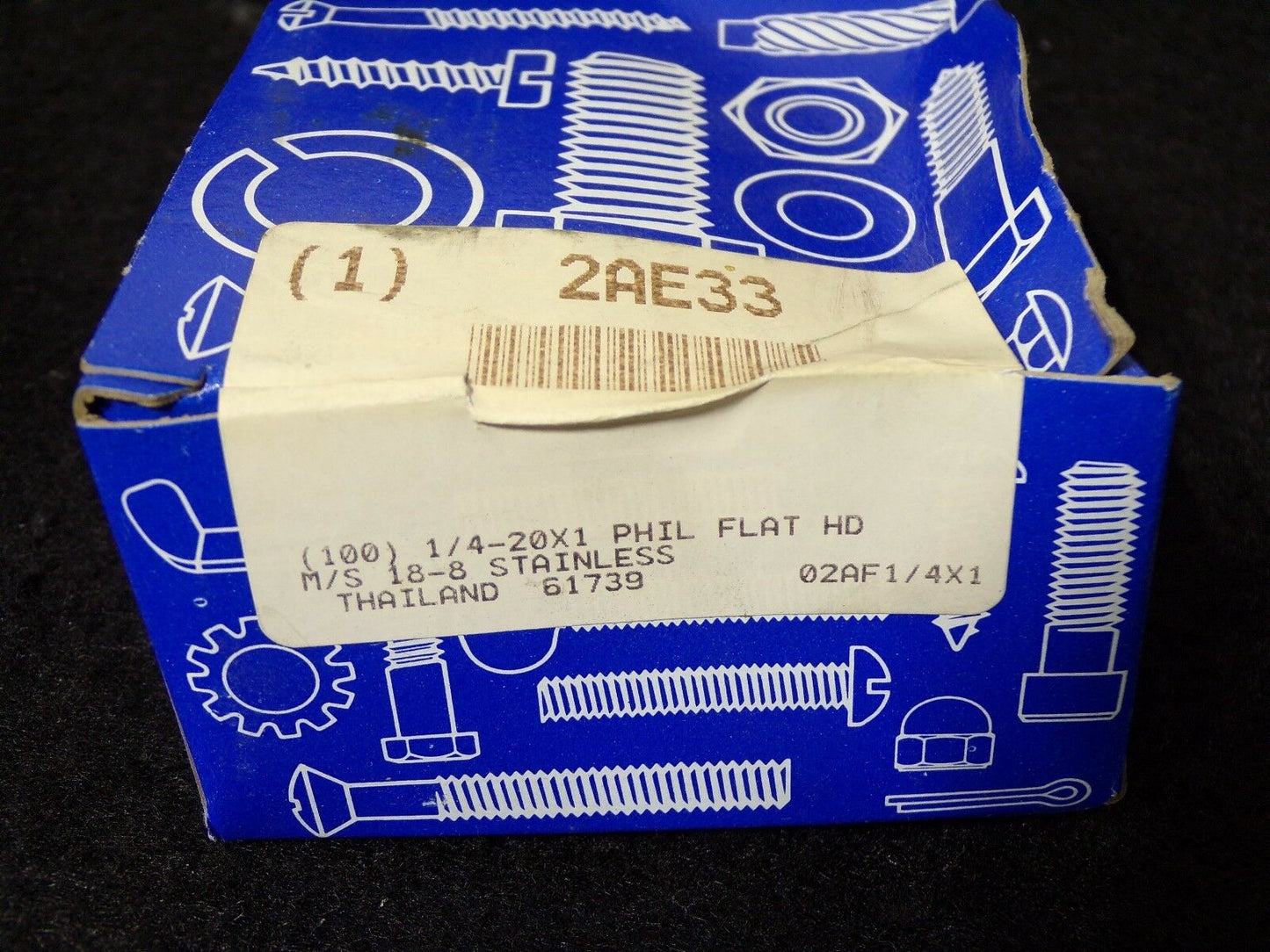 1/4"-20 x 1" Machine Screw 18-8 Stainless Steel 2AE33 QTY-100 (183359129199-WTA10(D))