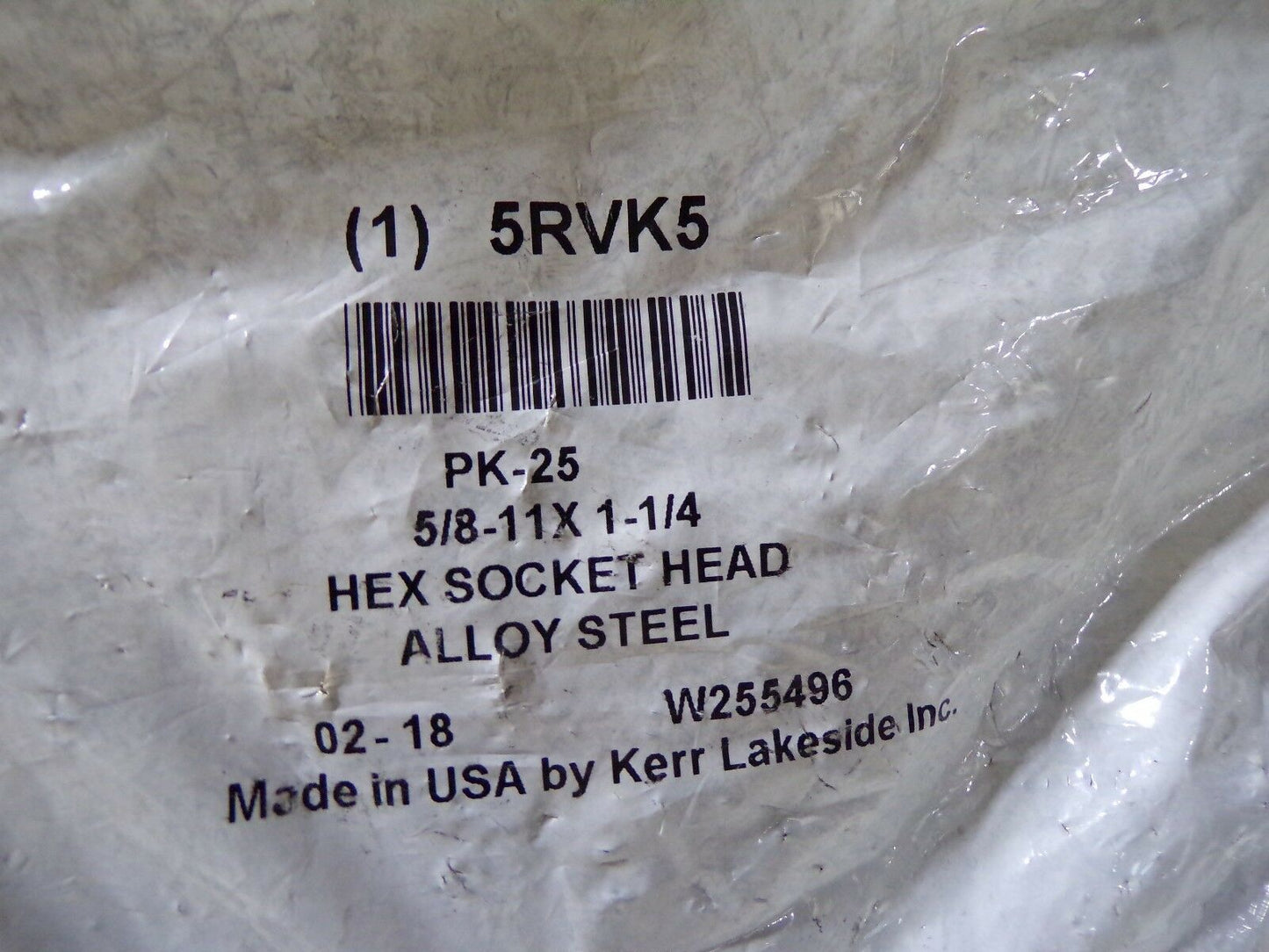 5/8"-11 x 1-1/4" Cylindrical Socket Head Cap Screw Black Oxide 5RVK5 QTY-25 (183353193729-WTA10)