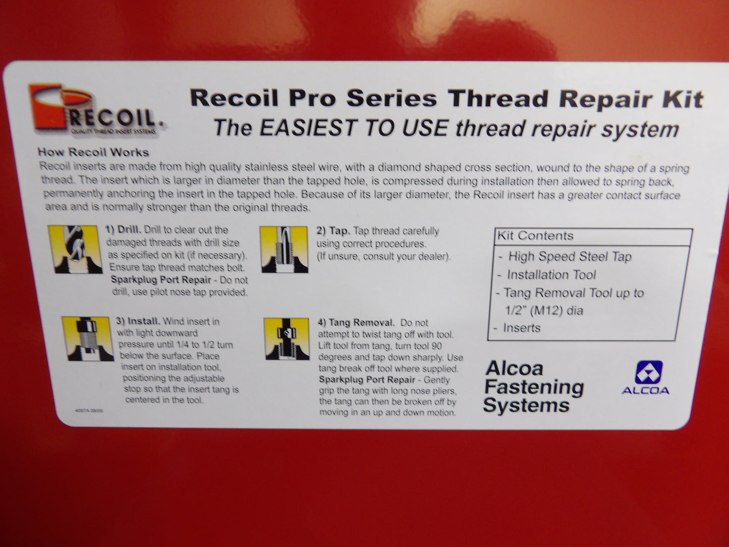 Recoil Pro Series 304 Stainless Steel Helical Thread Repair Kit, 7/8-14 Size, 1.313 in Length (CR00801-WTA22)
