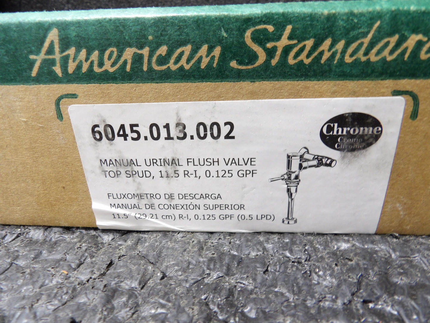 AMERICAN STANDARD Manual Flush Valve: American Std, 0.125 gpf Gallons per Flush, 11 1/2 in Rough-In, Piston, Exposed (CR00865-WTA27)