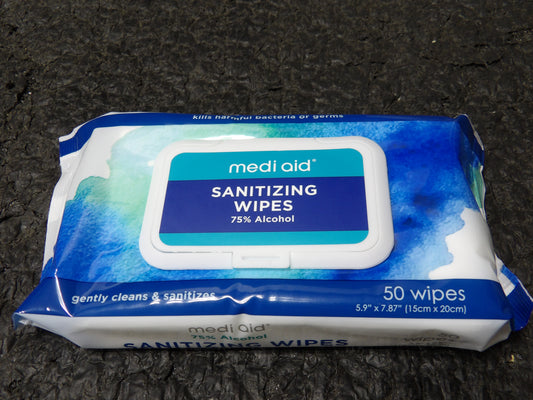 Mediaid 75% Alcohol Sanitizing Wipes, 50 wipes per pack (CR00892-K09)