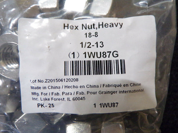 Heavy Hex Nut Stainless Steel 18-8 1/2