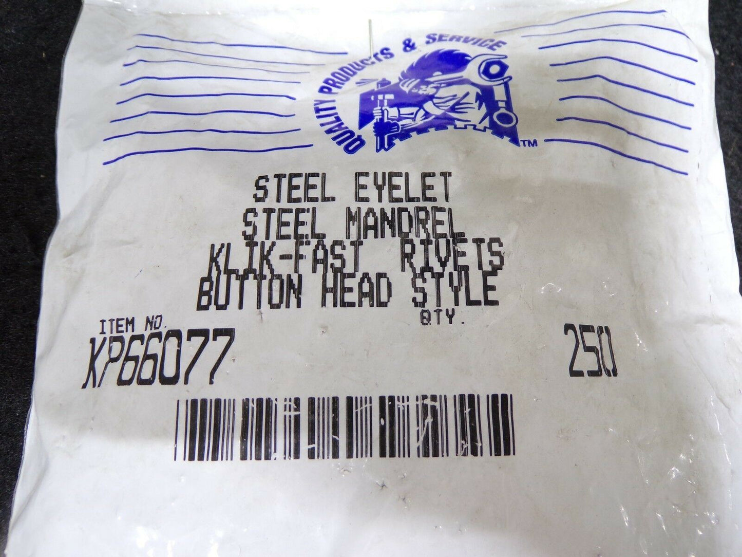 Steel Eyelet, Steel Mandrel, Klik-Fast Rivet Button Head 1/8 X 1/32 -1/16 QTY-250 (183309616100-2F23 (A))