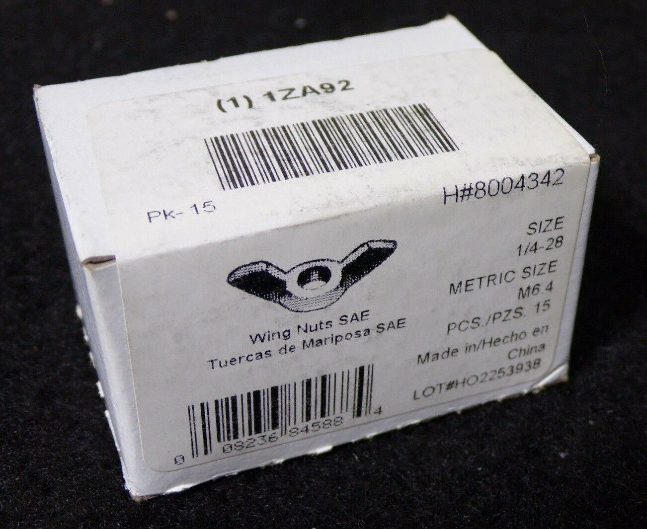 1/4"-28 M6.4 Wing Nut SAE  QTY-150 1ZA92 (10 BOXES OF 15) (183317157541-2F23)