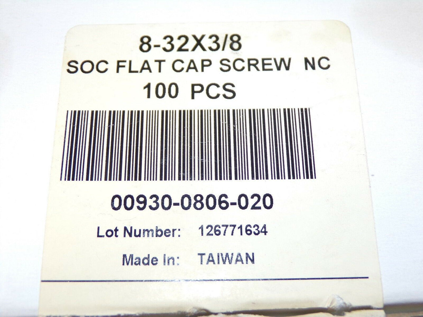 8-32 x 3/8" Flat Socket Head Cap Screws Black Oxide QTY-100 4XU66 (183330472917-2F23 (G))