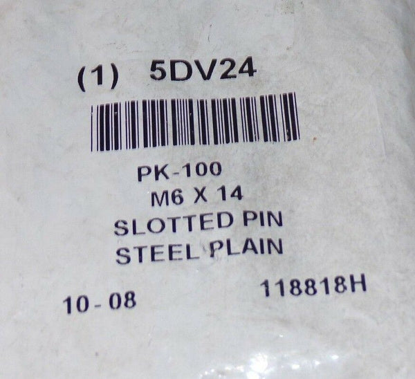 Steel Slotted Spring Pin M6 X 14mm 5DV24 QTY-100 (183340372620-2F19 (D))