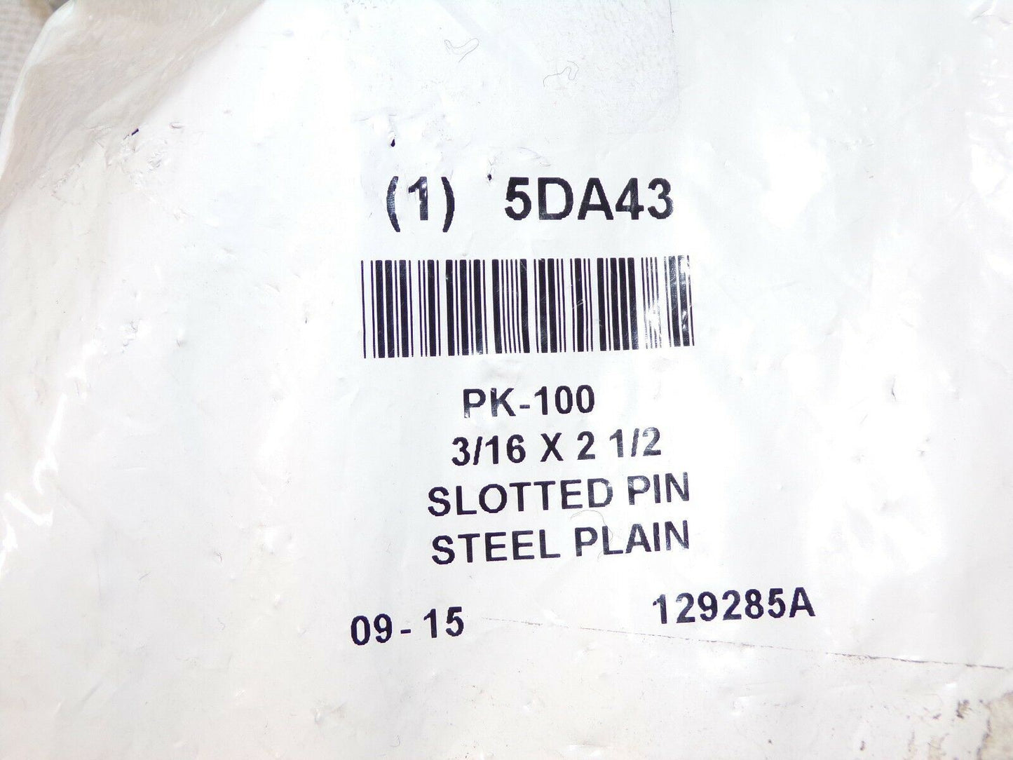 Steel Slotted Spring Pin 2-1/2" Length 3/16" Outside Dia. 5DA43 QTY-100 (183340374254-2F19 (D))