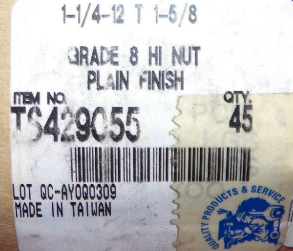 1-1/4-12 Grade 8 High Nuts Plain Finish QTY-45 (183341873468-2F46)