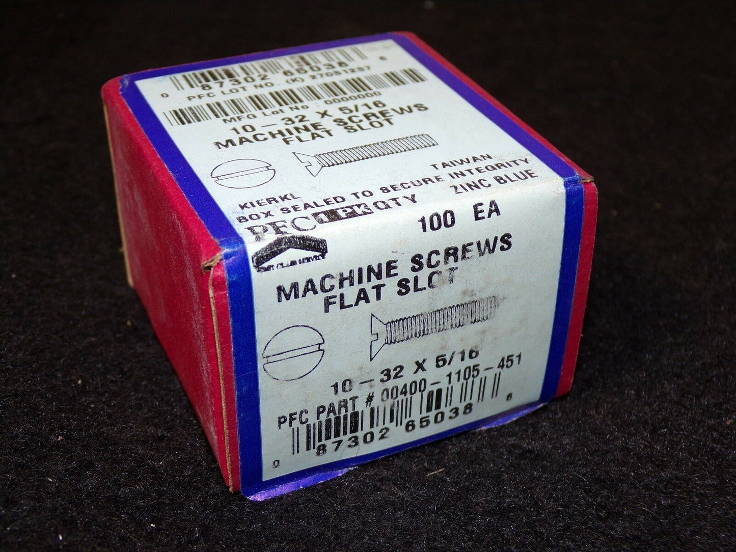 10-32 x 5/16" Machine Screw Flat Slotted 2FE88 QTY-100 (183345710119-2F19 (F))