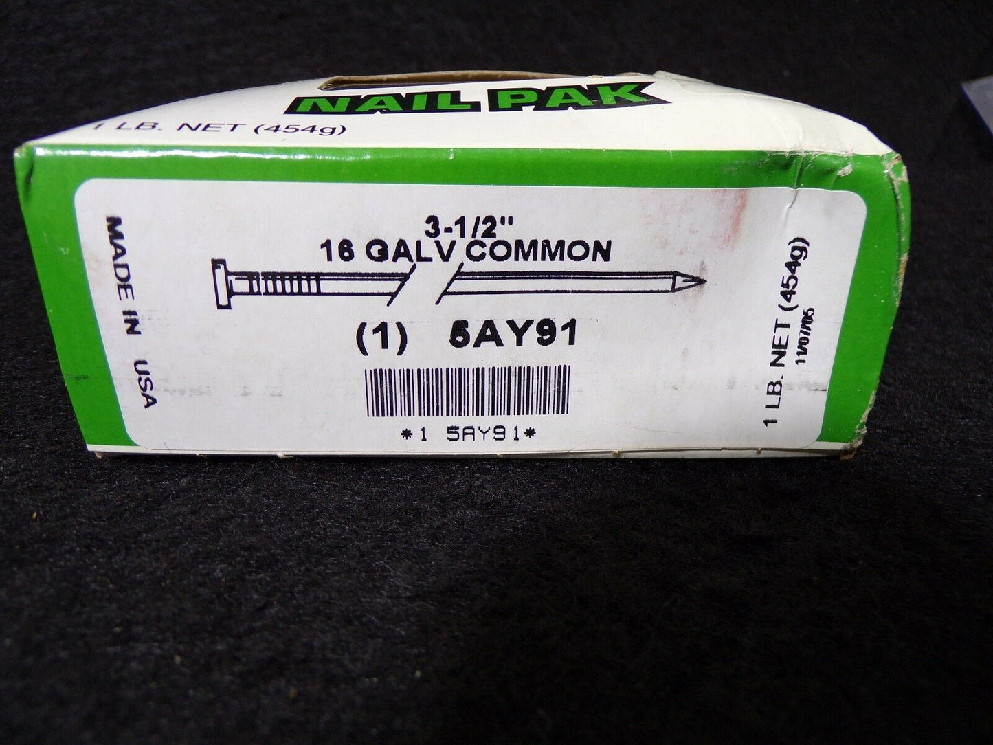 3-1/2" 16d Galvanized Common Nail 5AY91 QTY-1lb (183357435588-WTA10(B))