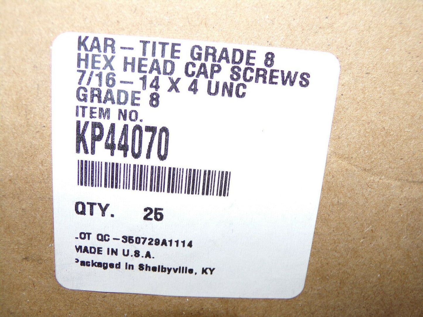 7/16"-14 x 4" UNC Hex Head Cap Screws Grade Grade 8 QTY-25 KP44070 (183377352425-WTA40)