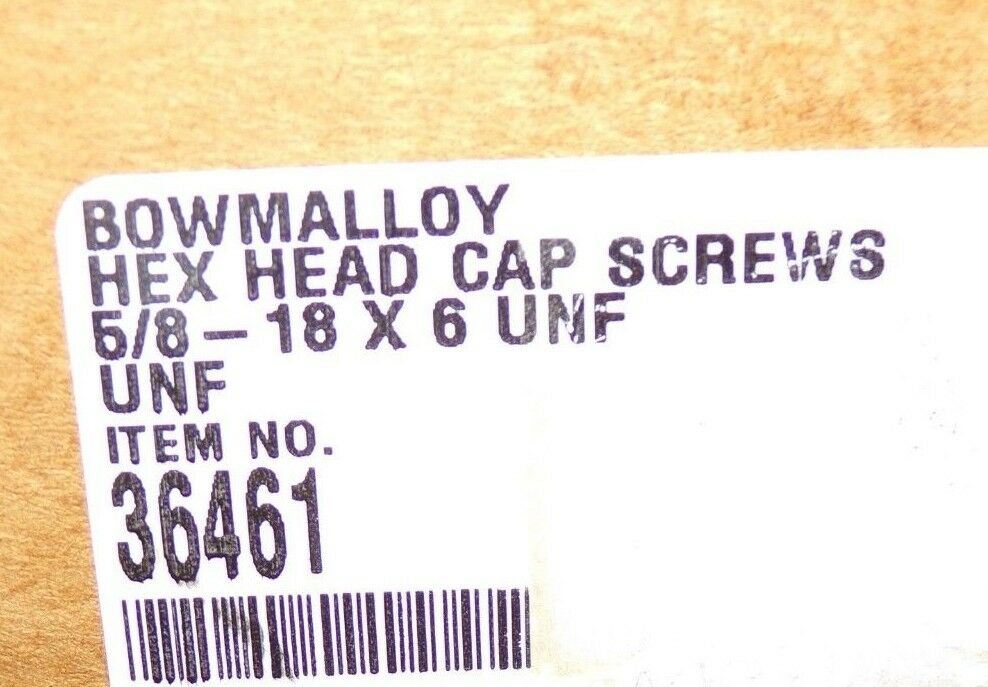 5/8"-18 x 6" UNF Bowmalloy Hex Head Cap Screw Grade 9 QTY-10 36461 (183379377146-Y33)