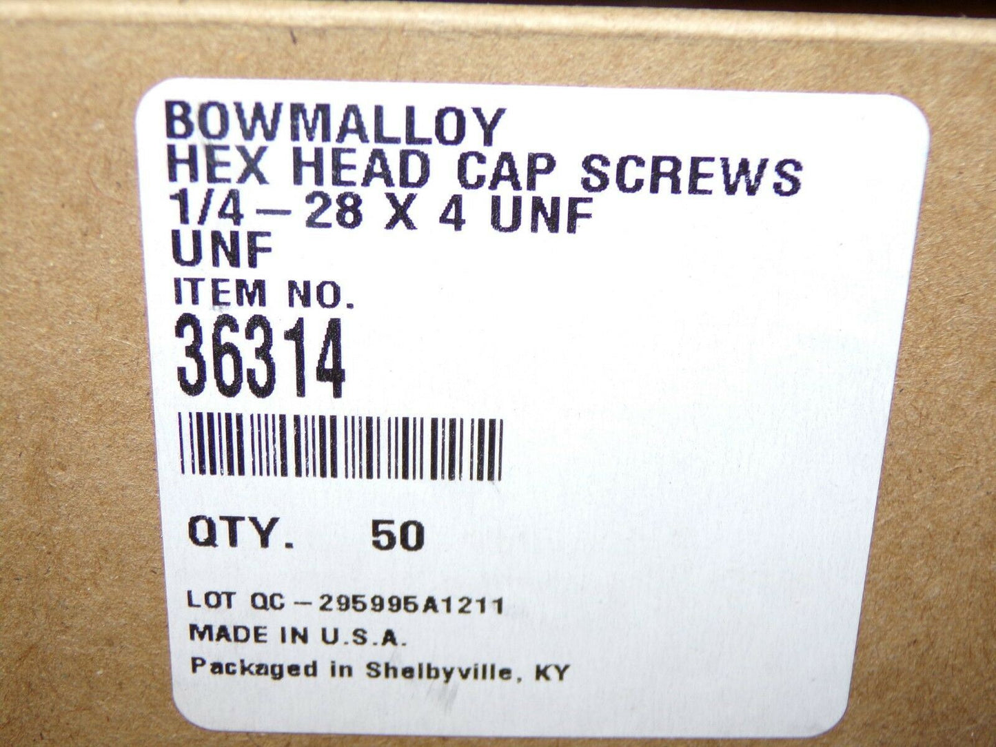1/4"-28 x 4" UNF Bowmalloy Hex Head Cap Screw Grade 9 QTY-50 36314 (183379377151-Y33)