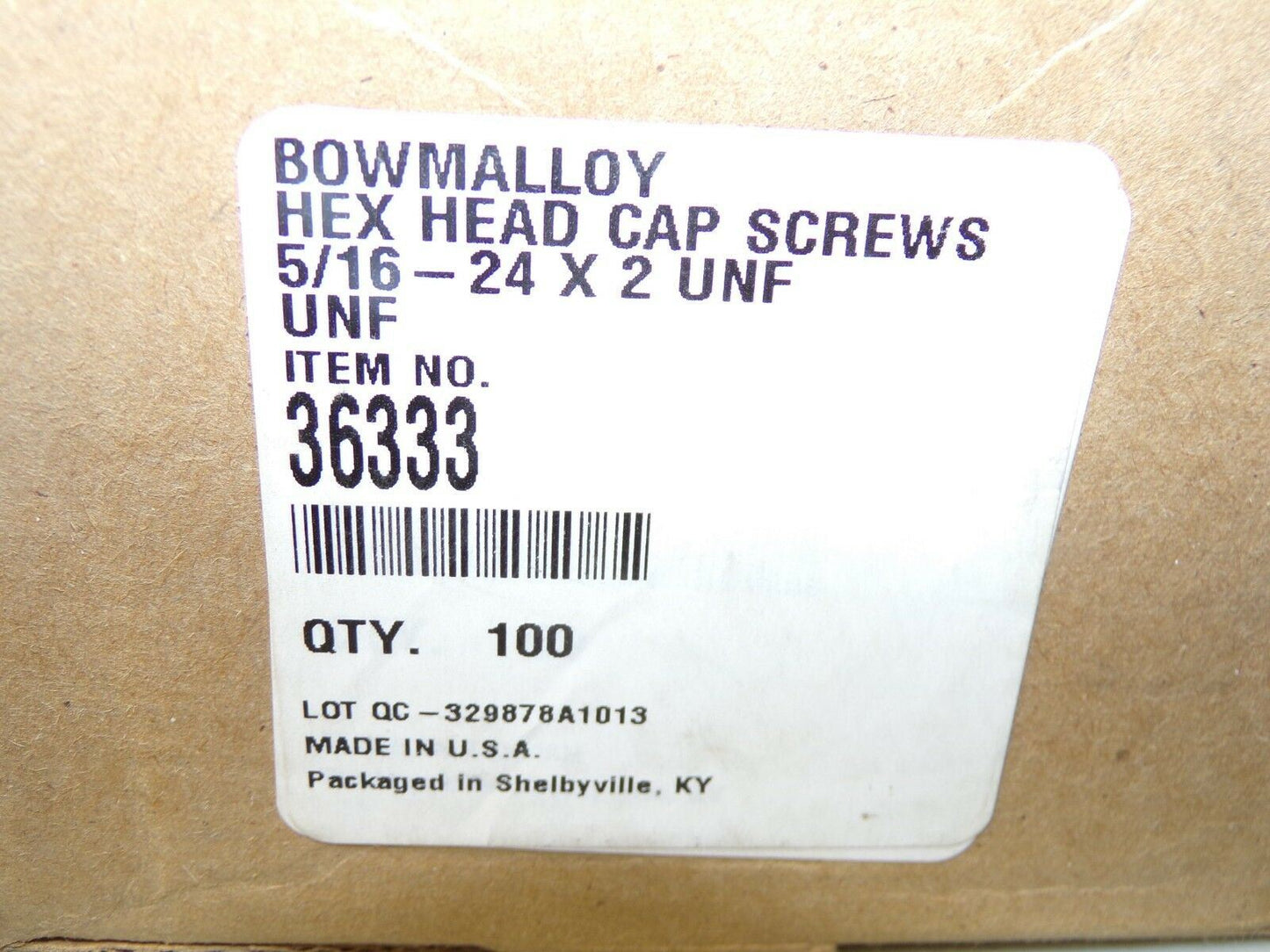 5/16-24 x 2" UNF Bowmalloy Hex Head Cap Screw Grade 9 QTY-100 36333 (183379377164-Y28)