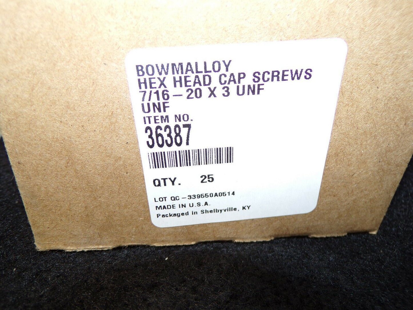 7/16"-20 x 3" UNF Bowmalloy Hex Head Cap Screws Grade 9 QTY-25 36387 (183382626952-WT05)