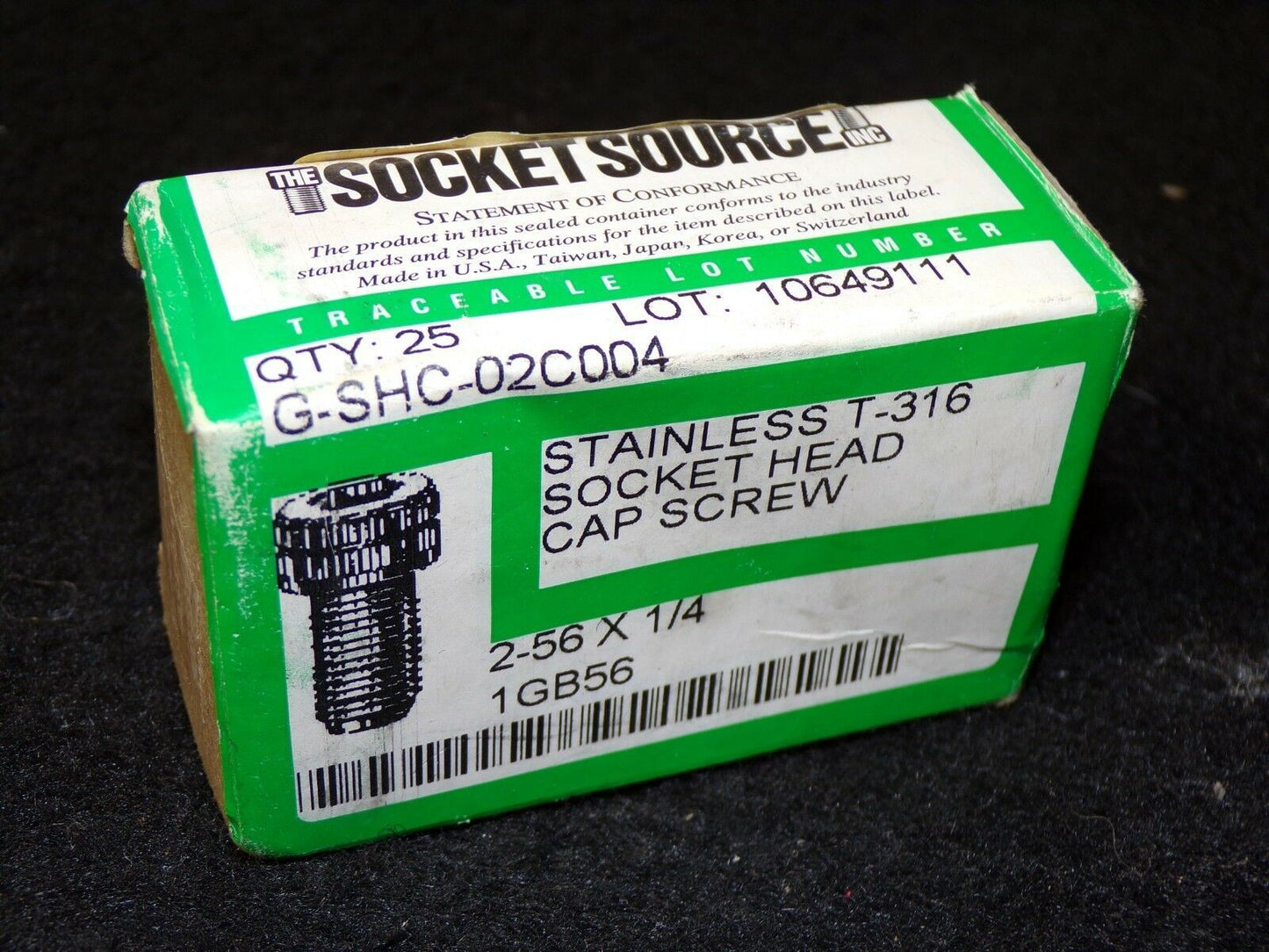 #2-56 x 1/4" Socket Head Cap Screw 316 Stainless Steel QTY-25 1GB56 (183405544221-Y13 (D))