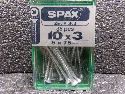 SPAX 3" Steel Multi-Material Screw 10X3 W/ Flat Head Type amd ZP 35pc (183539254750-WTA35)