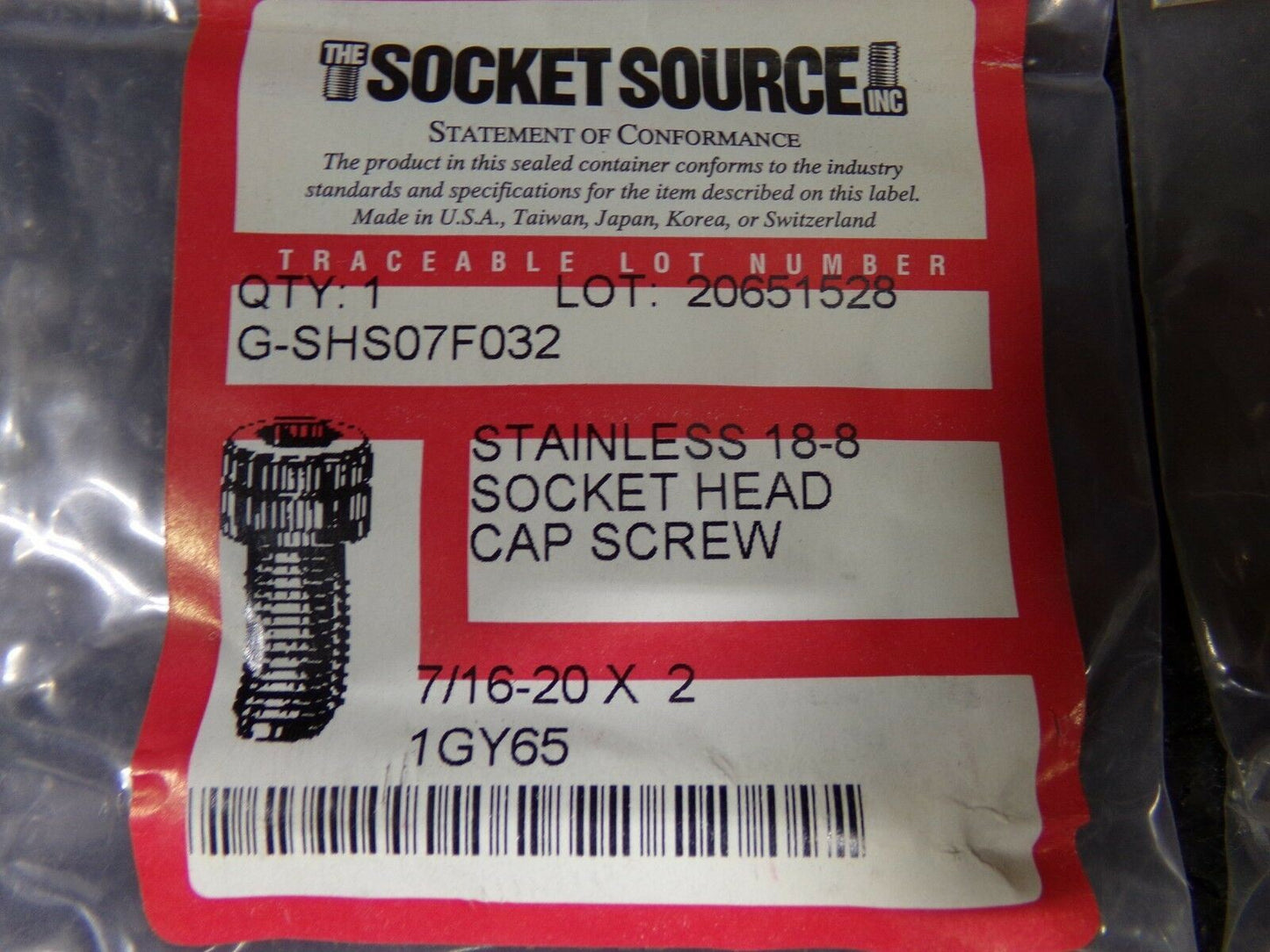 7/16"-20 x 2" 18-8 Stainless Steel Socket Head Cap Screw, 11 pk. (183539743910-WTA35A)