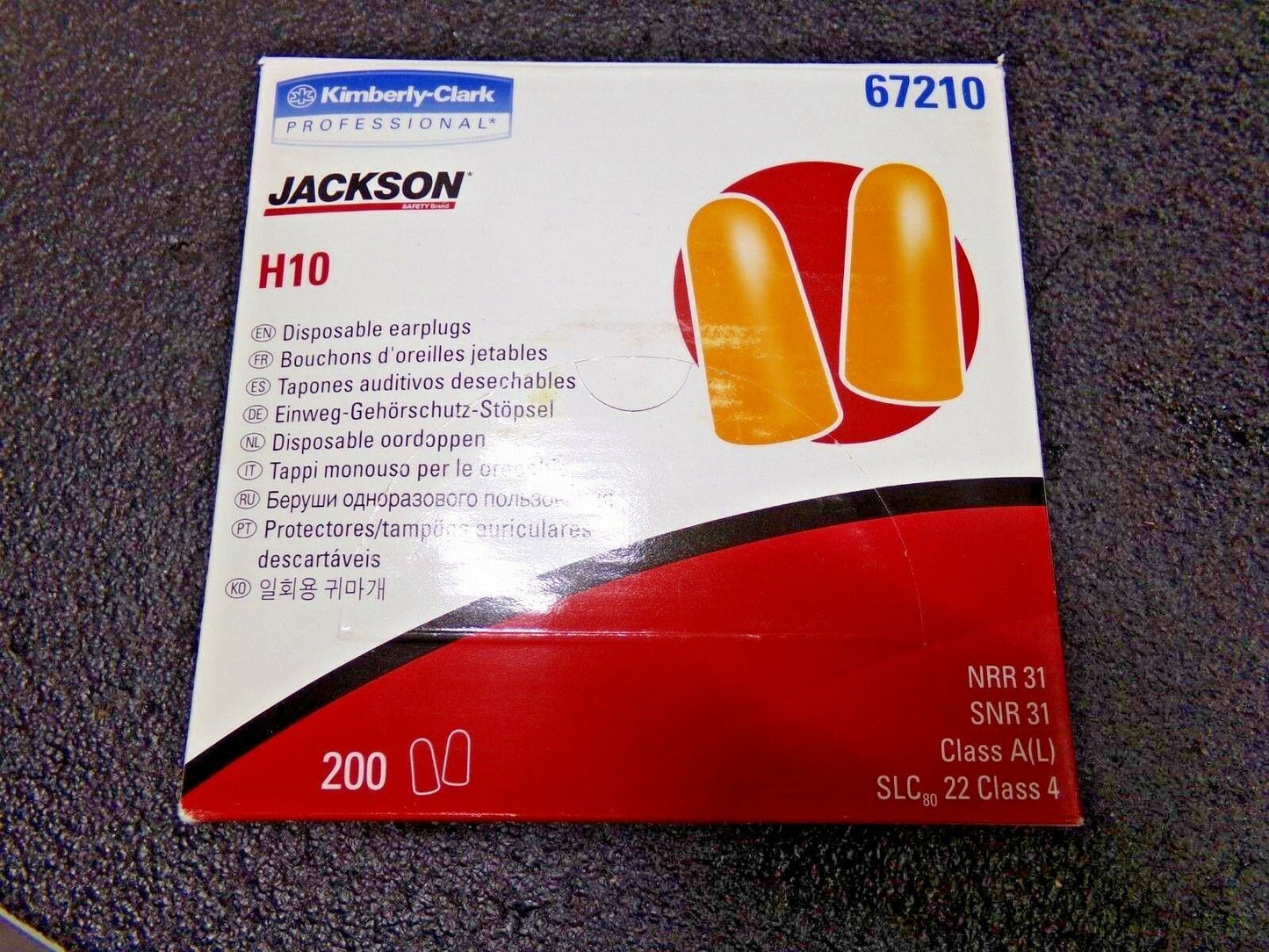 Jackson 67210 (H10) Safety* Earplugs, Foam, Disposable, Bullet Shaped, 200/Pa (183594904548-WTA29)