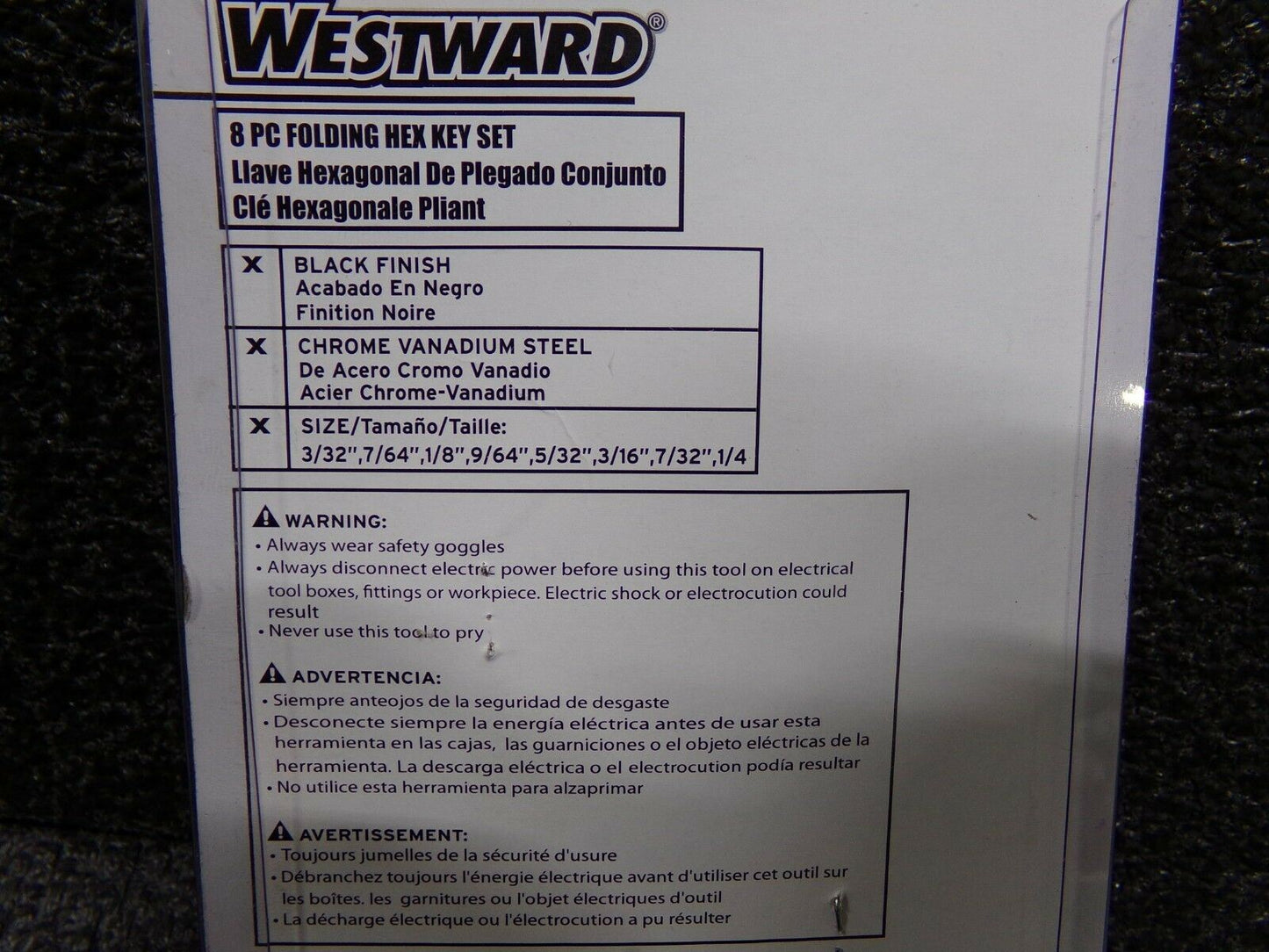 Westward Short Fold-Up SAE Black Oxide Hex Key Set, 8 PC Set (183596304322-WTA01)
