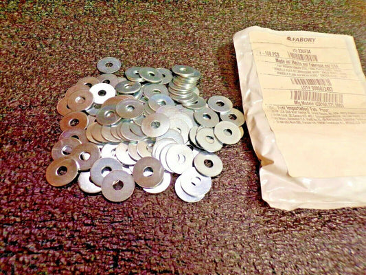 1/4" x 7/8" OD Zinc Plated Finish Low Carbon Steel Fender Washers, (100 pk) (183620693127-BT32)