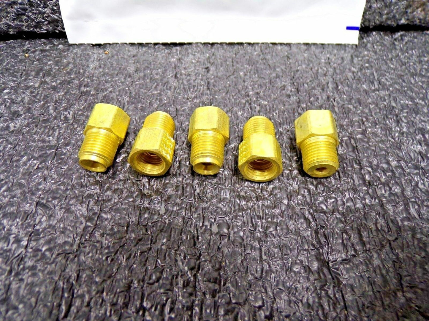 (5) Brass SAE Brake Line Adapter 3/16" Female (3/8"-24) X 1/4" (7/16"-24) Male Inverted (183639293923-BT48)