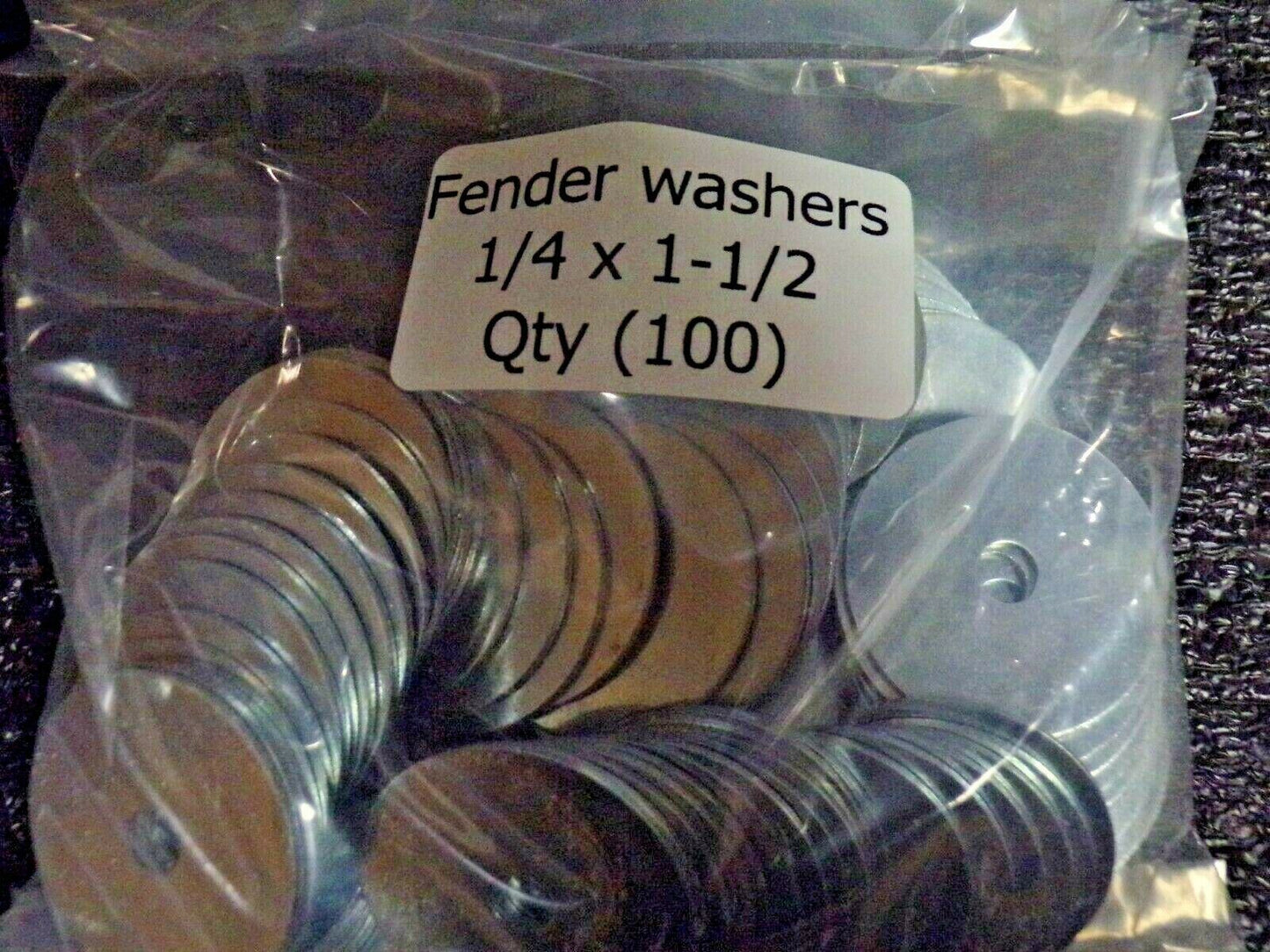 QTY: 100 Fender Washers Grade A Zinc Plated - 1/4" (ID 1/4" x OD 1-1/2") (183753457358-NBT01)