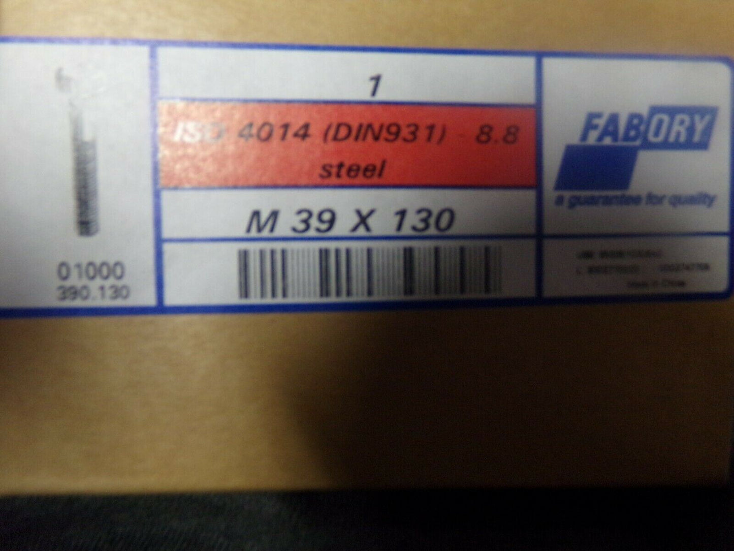 M39x130 HEX HEAD CAP SCREW ISO 4014 (DIN931)- 8.8 Steel (183777406744-NBT02)
