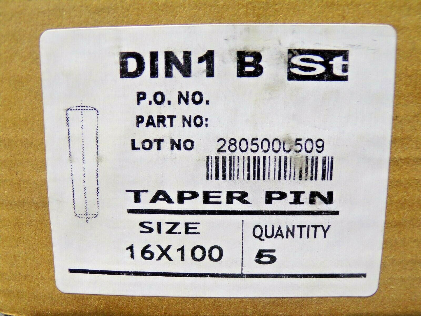 (5pk) Taper Pin 16 mm x 100 mm Carbon Steel Type B DIN 1 (183780870982-NBT17)