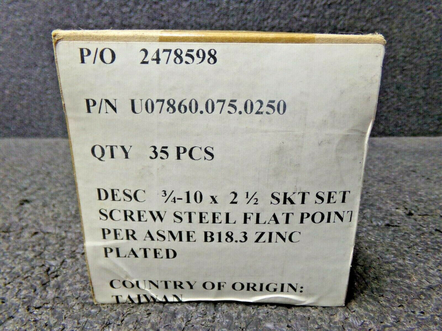 35 HEXAGON SET SCREW UNC ASME B18.3 ASTM ZINC PLATED  F912 3/4-10 X 2-1/2 (183784153078-NBT09)