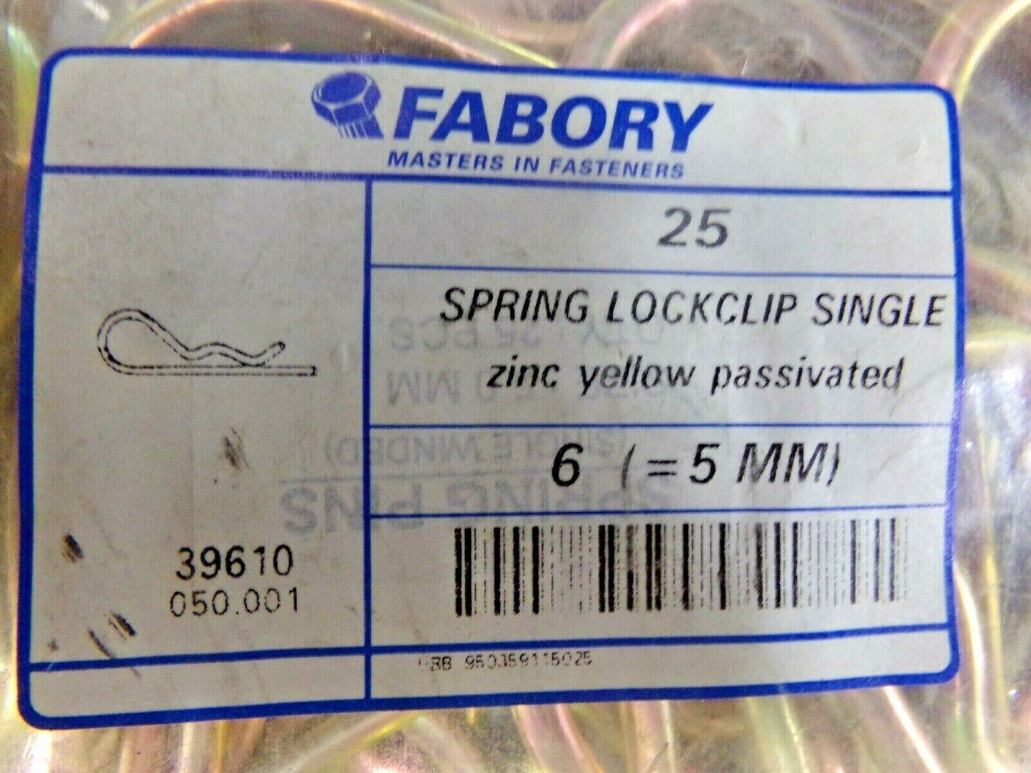 25 COTTER PINS, SINGLE DIN ≈11024 SPRING STEEL ZINC PLATED 5mm (183784250662-NBT09)