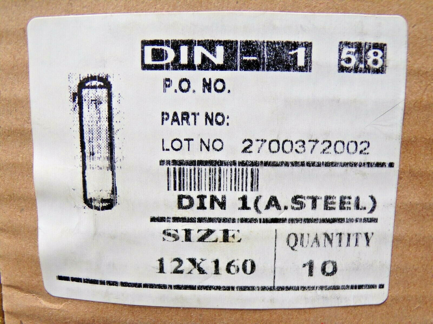 TAPER PIN TURNED DIN 1 A STEEL, PK10, 12X160MM (183785597191-NBT17)