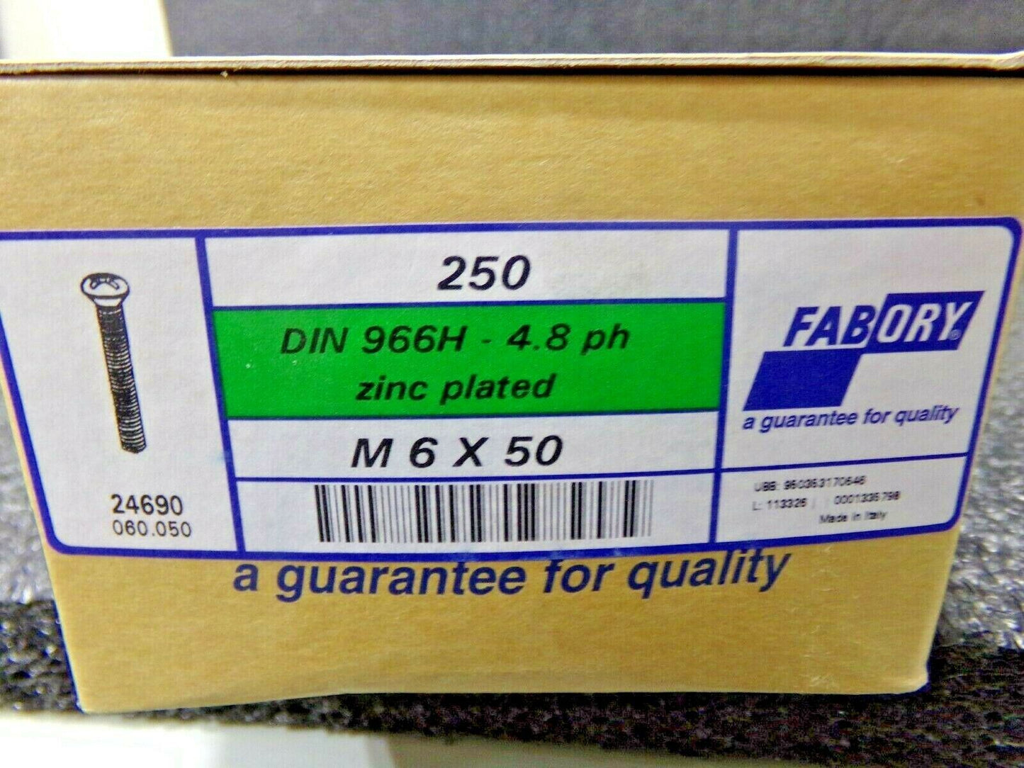 250 COUNTERSUNK HEAD SCREW PHILLIPS DIN 966 A-H STEEL ZINC PLATED 4.8 M6X50 (183786646965-NBT13)