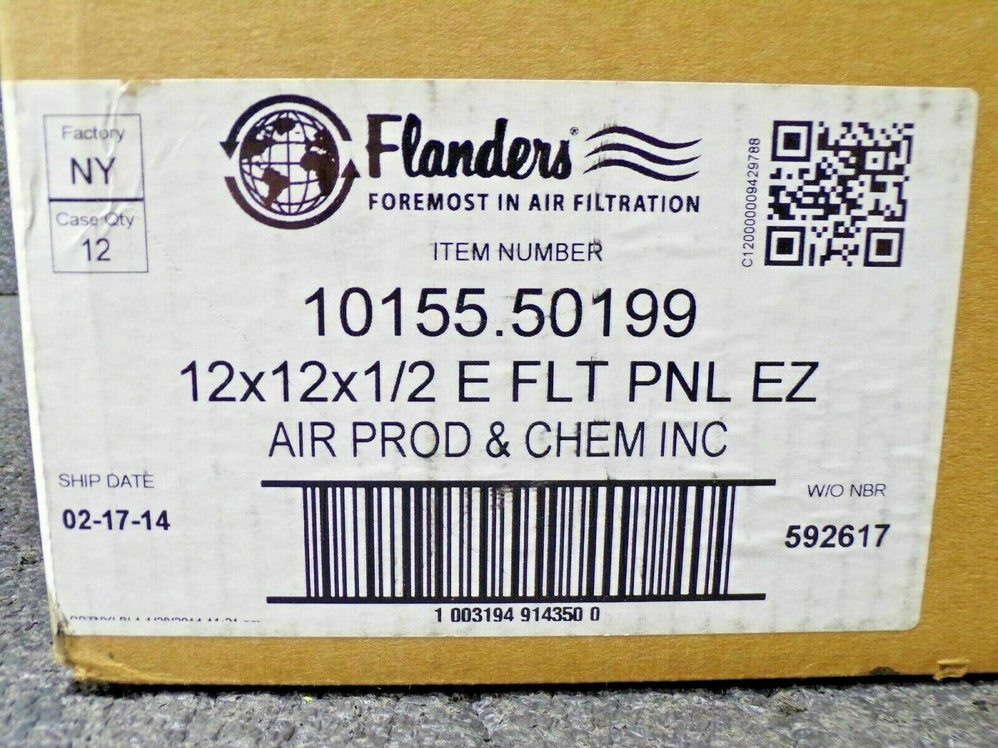 FLANDERS 10155.50199 12" X 12" X 1/2" E FLT PNL EZ, MERV 7, (case of 12) (183804876286-WTA01)