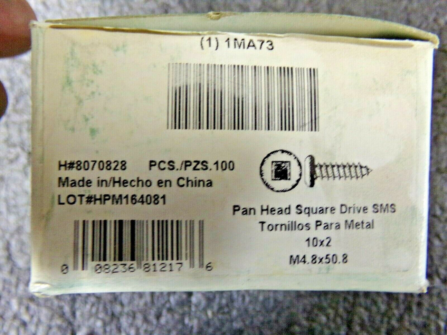 (100)#10 x 2" Zinc-Plated Case Hardened Steel Sheet Metal  Pan Head SCREW, (183811391012-NBT13)
