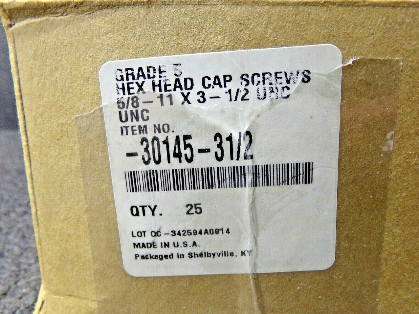 (25) 5/8-11 UNC, 3-1/2" Length Under Head Hex Head Cap Screw (183812286406-NBT13)
