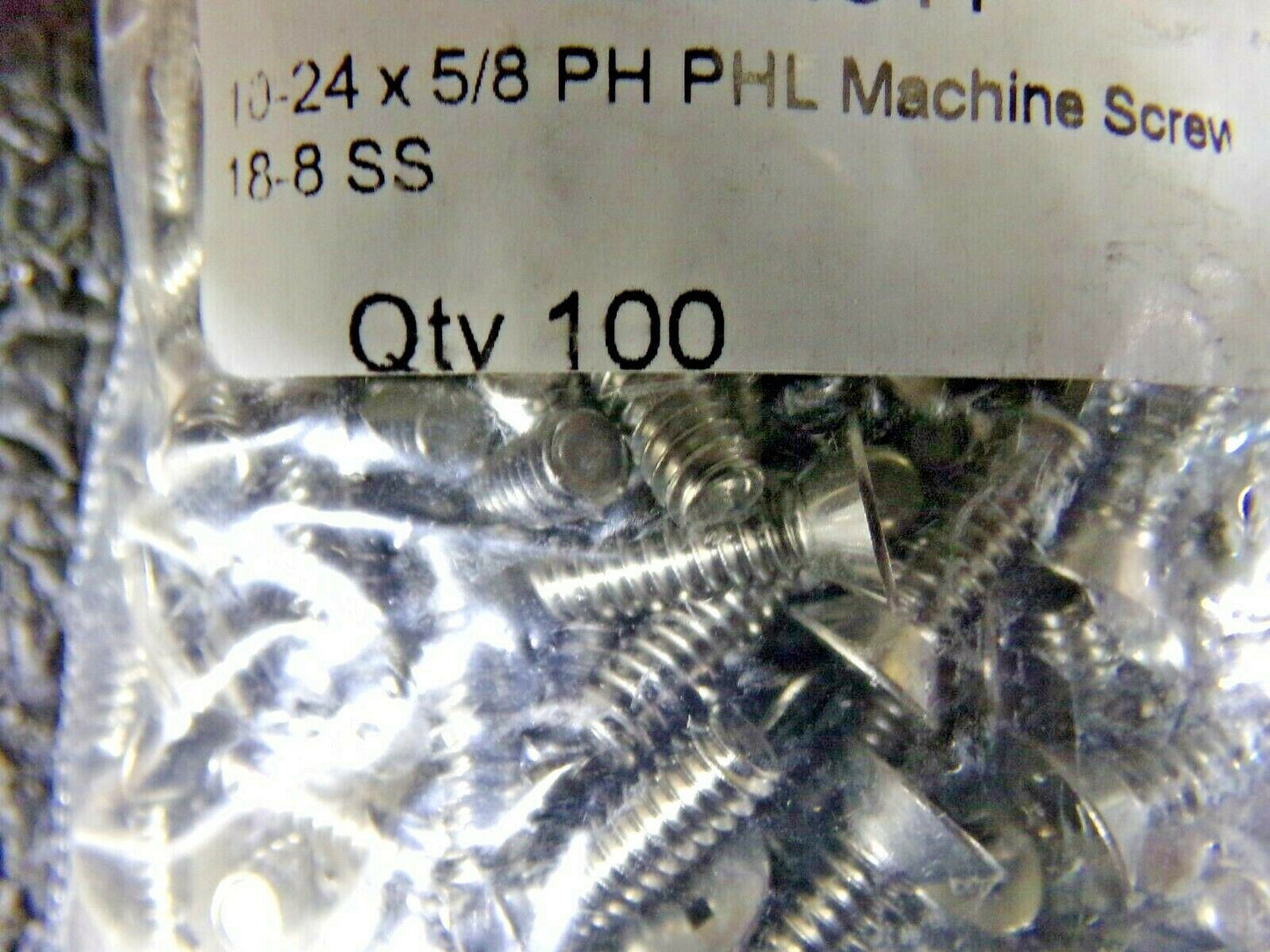 (100) #10-24 x 5/8"  Coarse Thread Machine Screw Phillips Flat Head SS 18-8 (183812355706-NBT13)