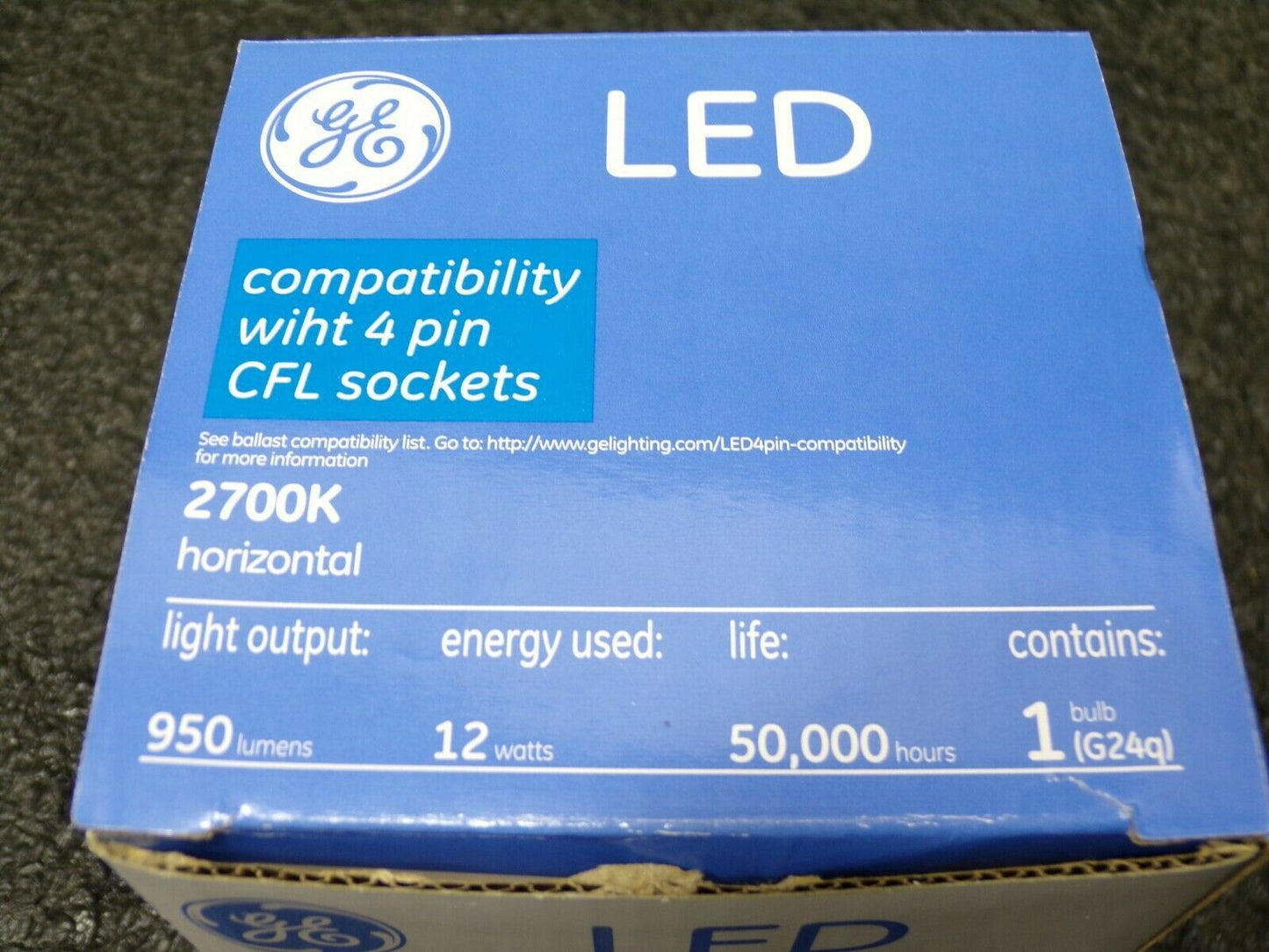 (1) GE Lighting LED12G24q-V/827 PL Vert LED Lamp, 950 lm (183814789236-WTA01)