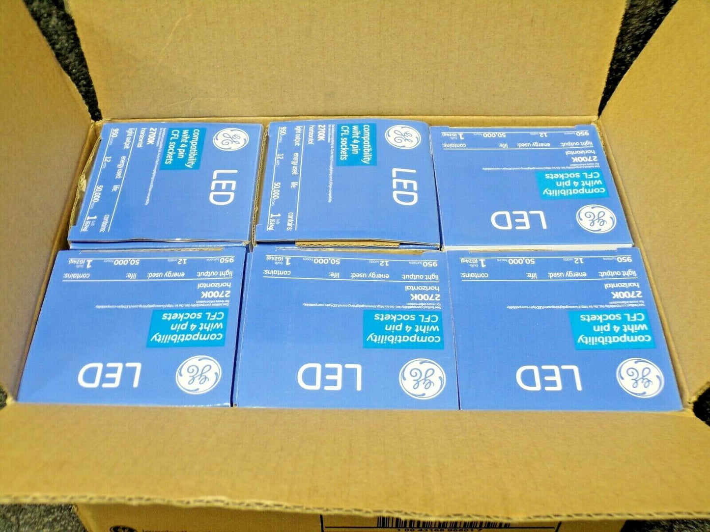 (CASE OF 6) GE Lighting LED12G24q-V/827 PL Vert LED Lamp, 950 lm (183814791888-WTA01)