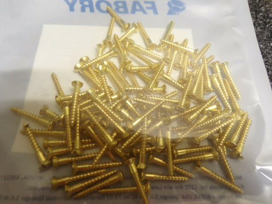 FABORY #6 x 1" Slotted Oval Head Brass Wood Screws, (100)PK, (183853285322-NBT32)