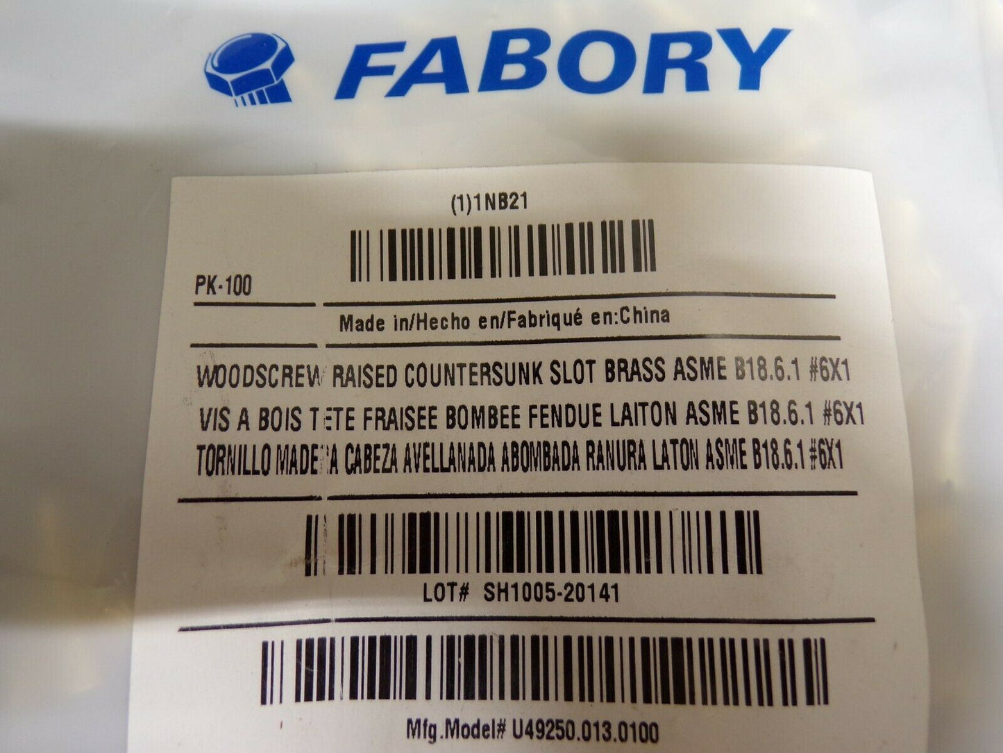 FABORY #6 x 1" Slotted Oval Head Brass Wood Screws, (100)PK, (183853285322-NBT32)
