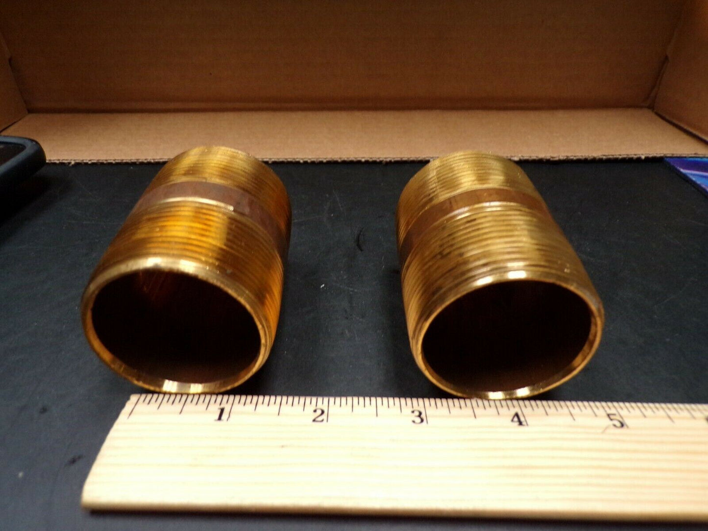 1-1/2" x 2-1/2" Red Brass Pipe Nipple, Pipe Nipple, Qty 2, (183860807464-NBT30)