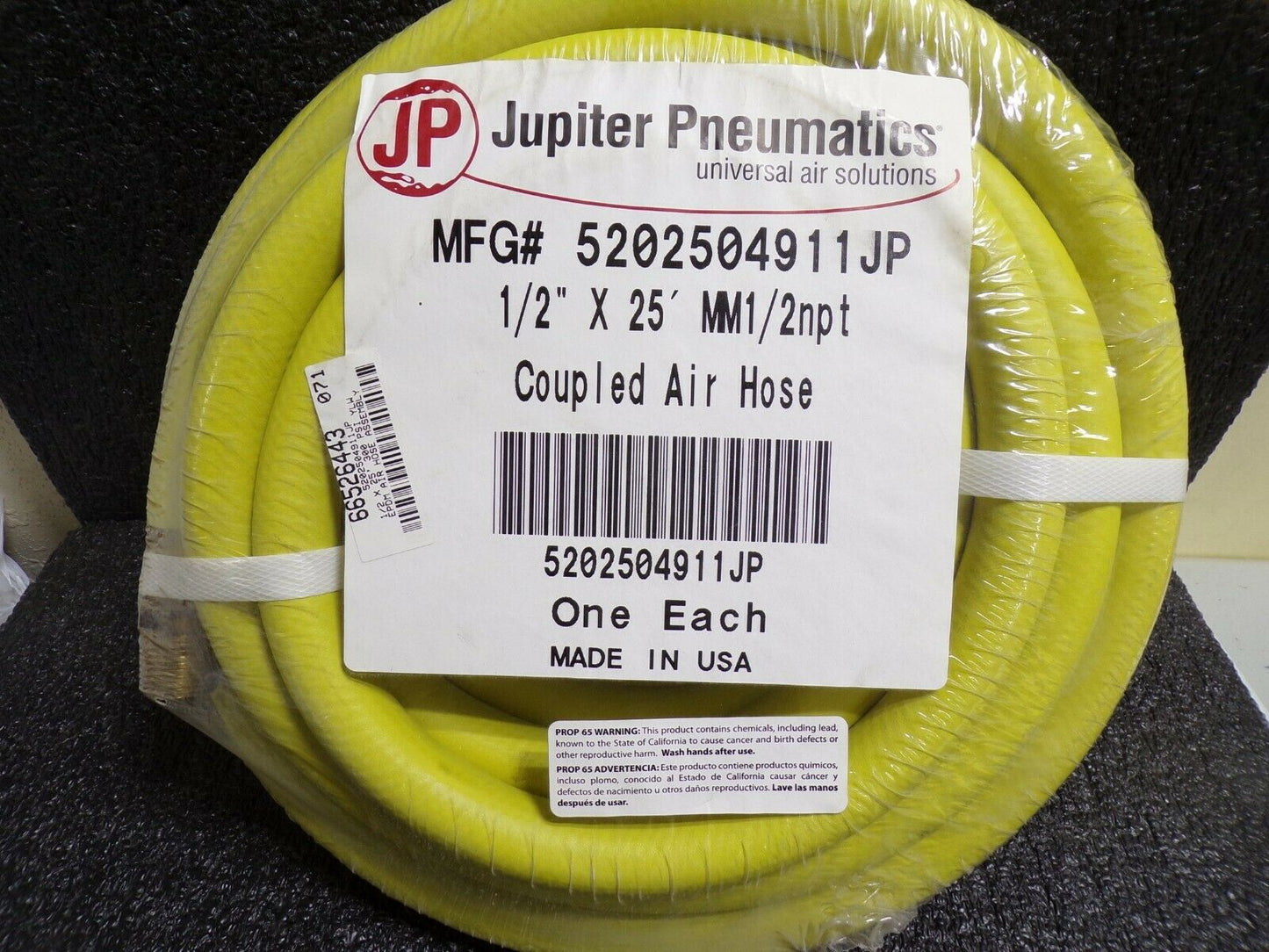 Jupiter Pneumatics - 1/2"ID.Yellow, EPDM Air and Multipurpose Hose 25Ft, (183897531892-WTA02)