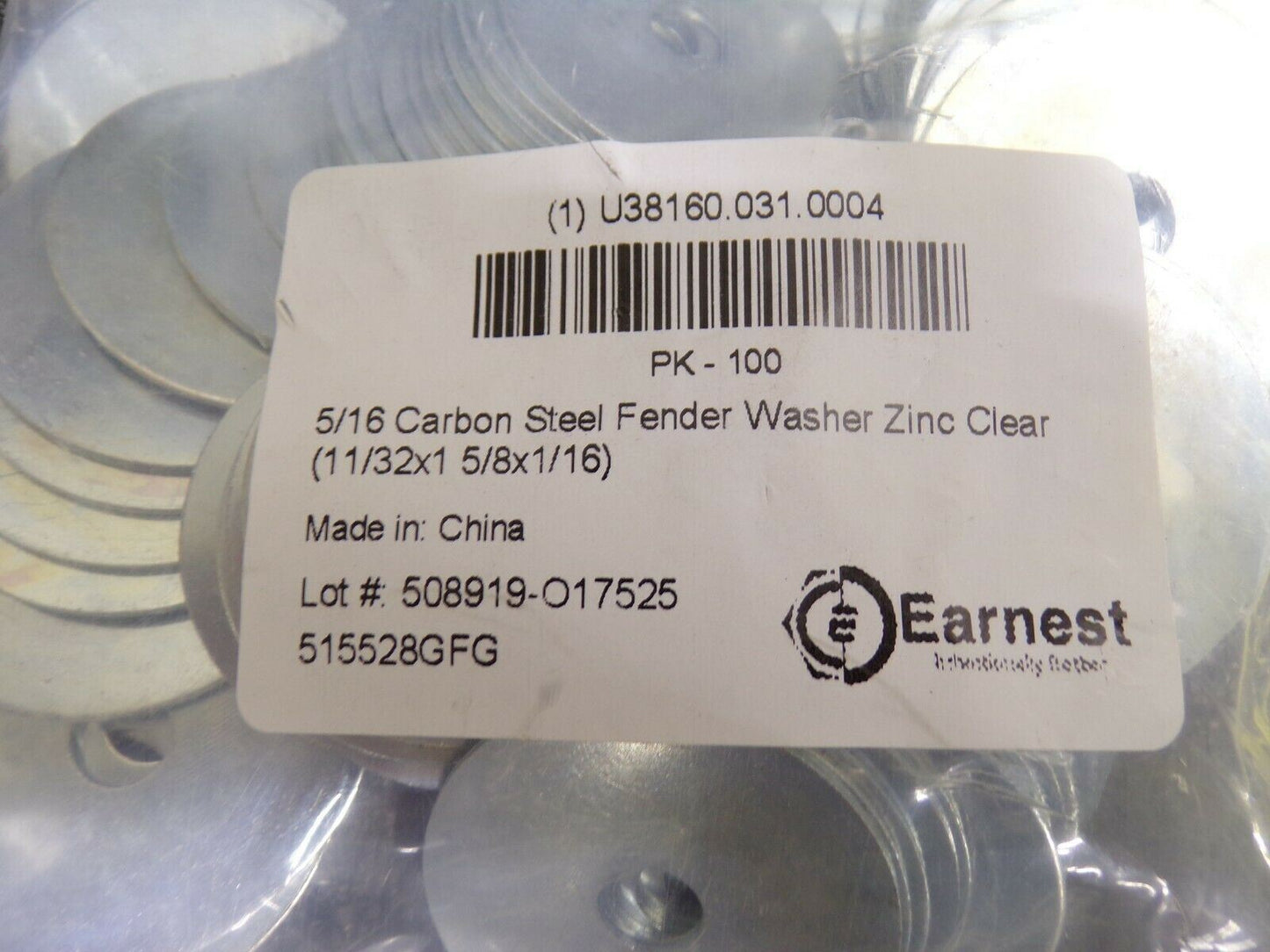 Fabory Fender Washer, Zinc, 5/16" x 1-5/8" - Pack Of 100 (183897582234-NBT19)