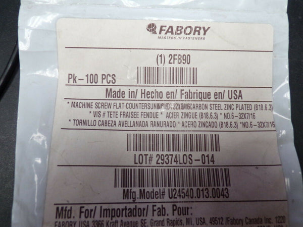 FABORY #6-32 x 7/16