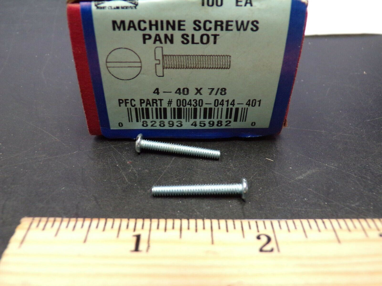 FABORY #4-40 Machine Screw, Pan, Slotted Carbon Steel ZP 7/8" Length, PK 100, (183910907101-NBT24)