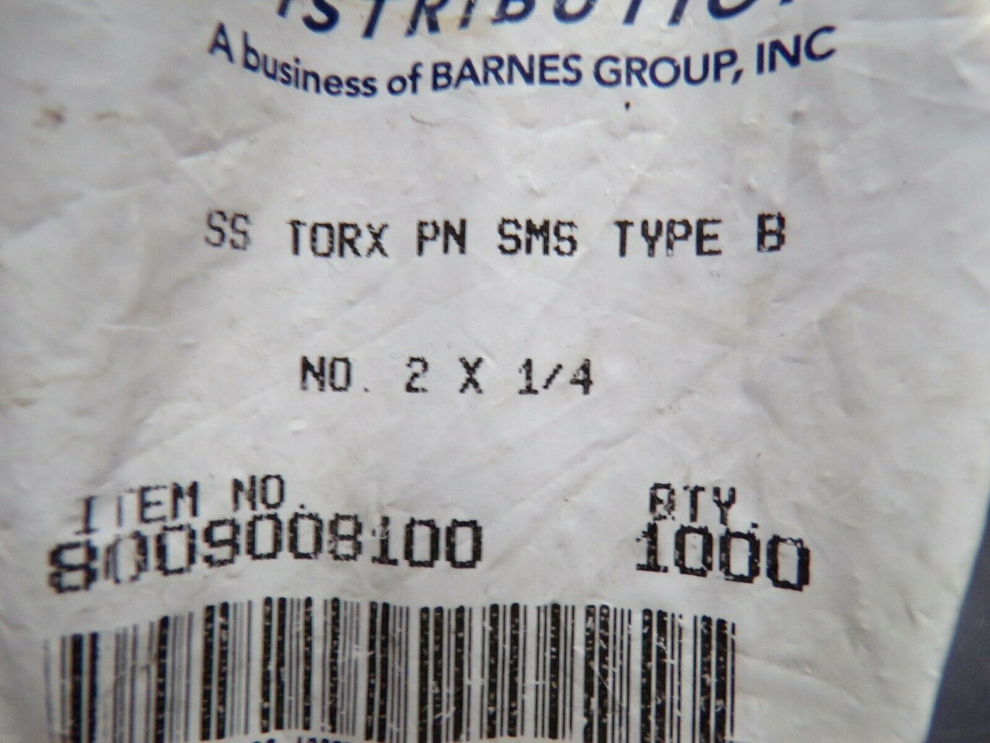 (1000) SS TORX PAN HEAD SHEET METAL SCREW, TYPE B, NO. 2 X 1/4" (183911894139-NBT27)