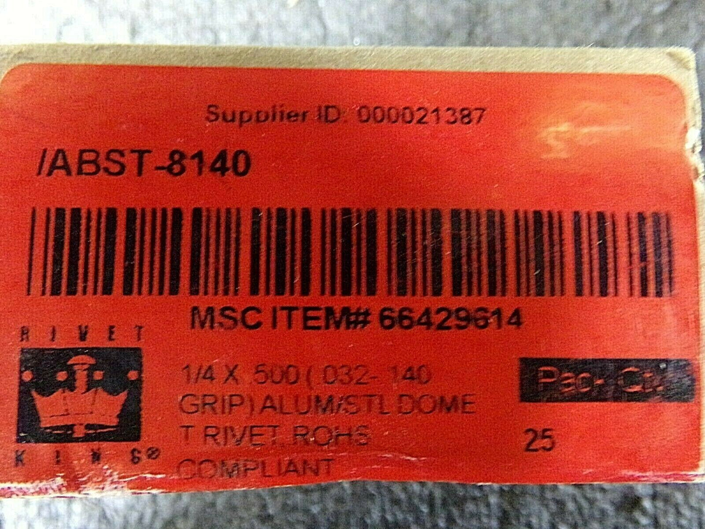 25pk, RivetKing Dome Head Aluminum Structural Blind Rivet Steel, 0.07" to 0.14" Grip (183953604117-NBT12)