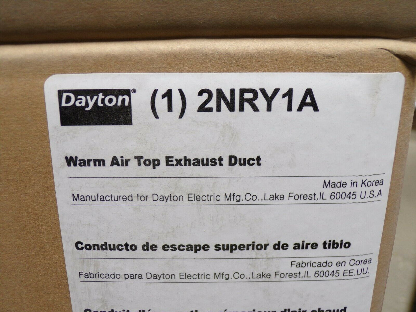 DAYTON Top Exhaust Duct Adapter, 21-15/32" Length, 11-13/16" Duct Dia., 2NRY1 (184006397293-NBT)